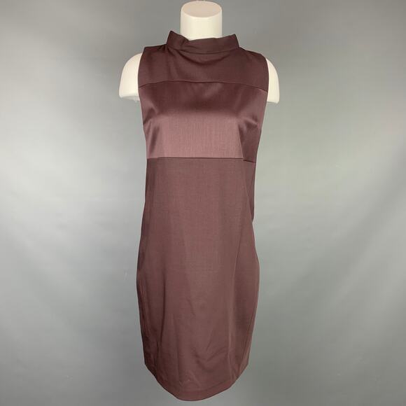 BRUNELLO CUCINELLI Size M Eggplant Virgin Wool A-line Sleeveless Dress - Picture 1 of 6